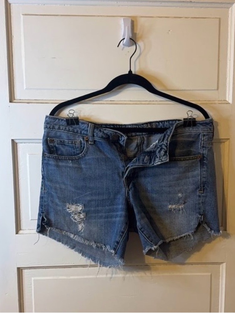 American Eagle Outfitters Light Blue Distressed Denim Shorts